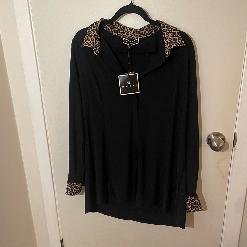 Melissa Paige Black Shirt with Leopard Accents